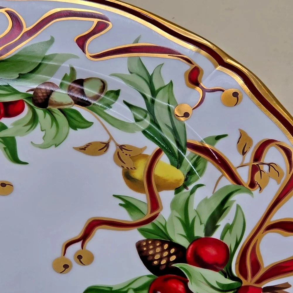Tiffany & Co. Holiday Porcelain Dinner Plate Multicolor 24k Gold Trim Japan